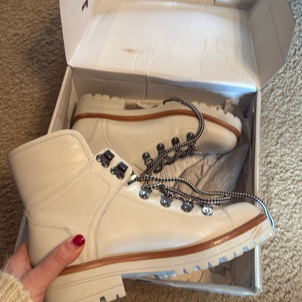 Marc Fisher ivory leather boots